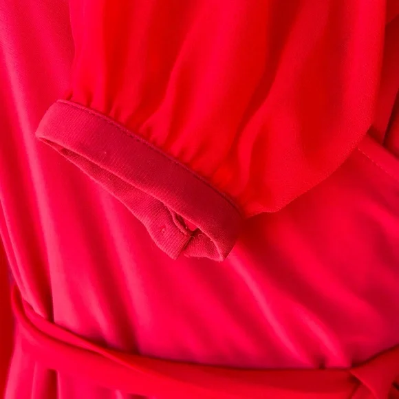 White House Black Market Women’s Faux Wrap Belted Blouse Sheer Sleeves Size XS - Picture 2 of 10